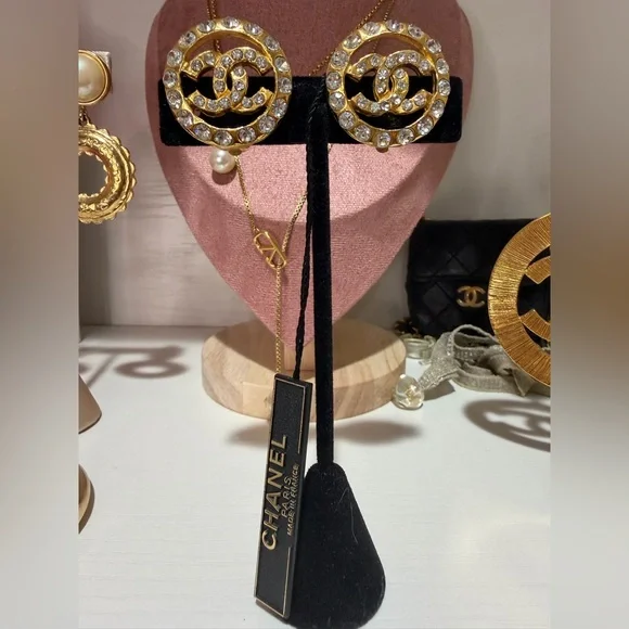 CHANEL Crystal CC Earrings