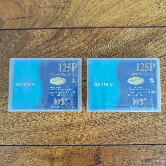 2 x SONY DDS-3 DGD 125P 12/24 GB Premium DDS Data Cartridges / New Sealed