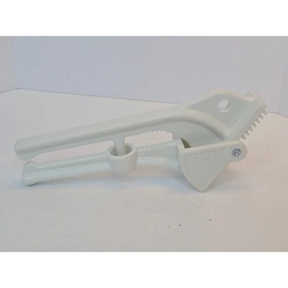 Vintage White Plastic EKCO Garlic Press Cherry Pitter Kitchen Utensil Tool