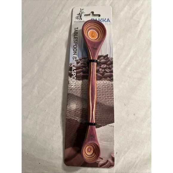 Island bamboo Pakka Collection Wood 2 in 1 Measuring Spoon Brown Table/Teaspoon