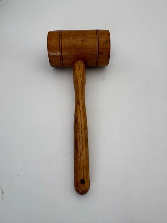 Vintage or Antique Handcrafted Wooden Mallet - Natural Brown