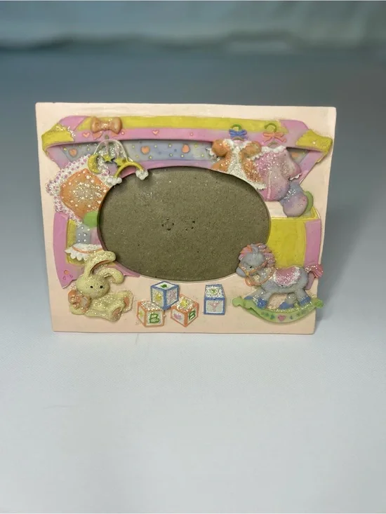 Vintage Pastel 3D Baby Nursery Picture Frame Resin Hand Painted 80s/90s