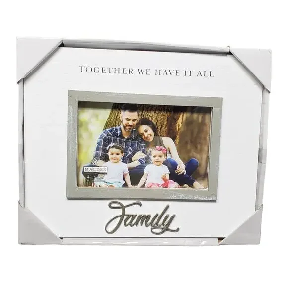Malden White Wooden TOGETHER WE HAVE IT ALL FAMILY 4 x 6 Picture Frame Photos