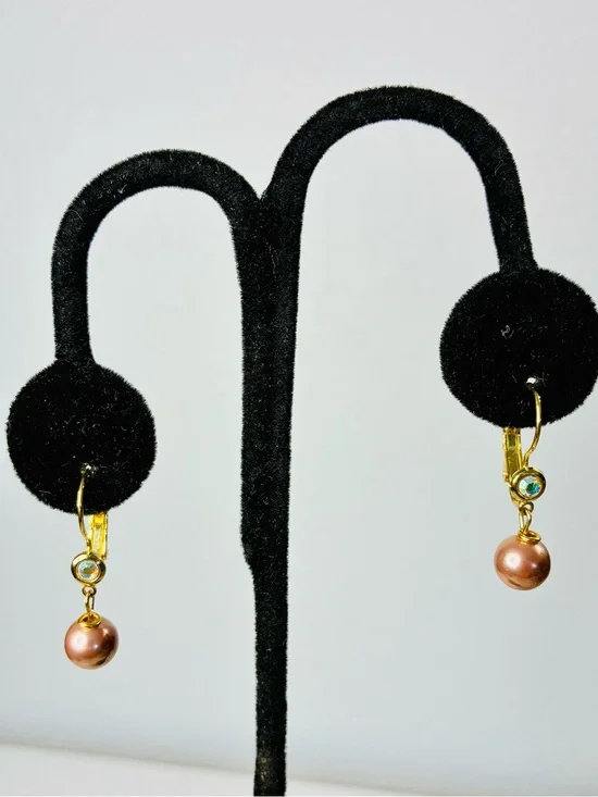 Kirks Folly Gold-tone Pink Pearl Drop Earrings with Crystal