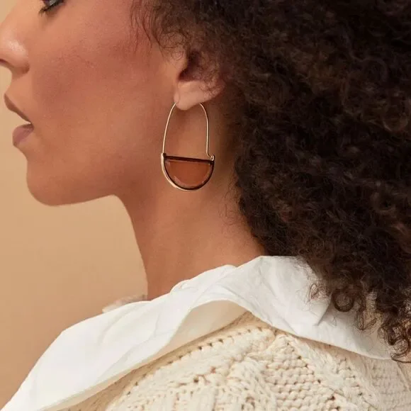 Clear brown crystal hoop earrings A184