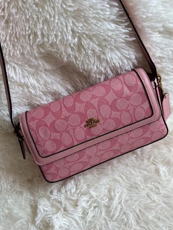 Coach Pink Signature Jacquard Convertible Crossbody