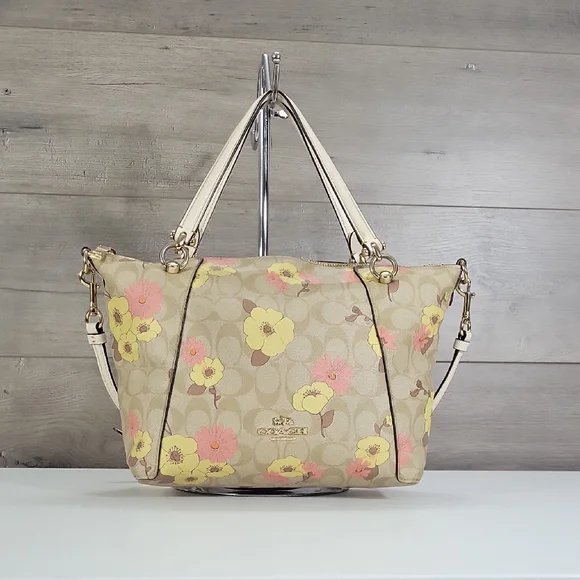 Coach Kacey Signature Floral Shoulder Tote Crossbody Bag CH546