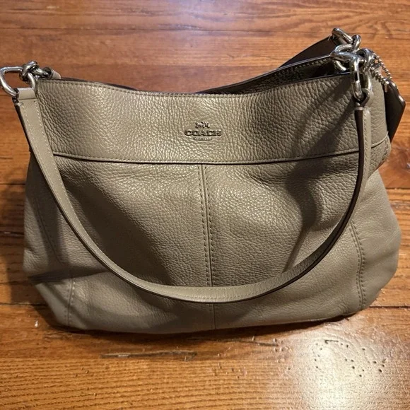 Coach Lexy F27593 Fog‎ Taupe Pebbled Leather Shoulder Bag MSRP $395