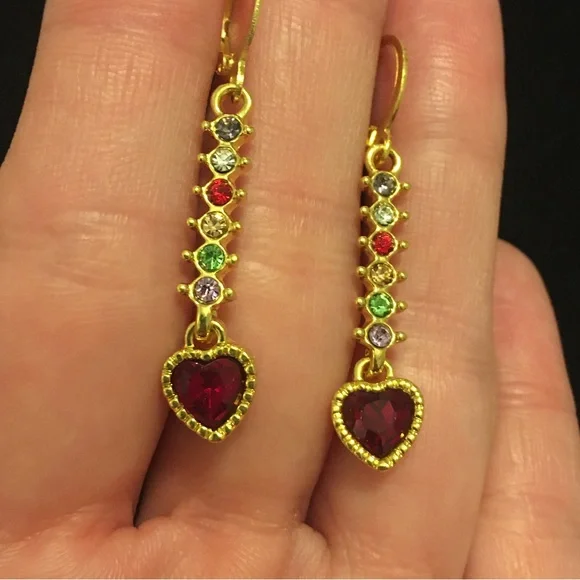 Colorful Red Heart Dangle Earrings