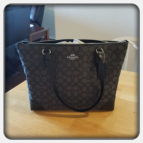 NWT Woman's Black And Grey Coach Tote