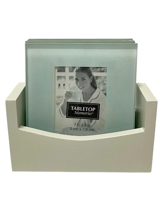 Tabletop Memories Glass Picture Frame Coasters Holds 2