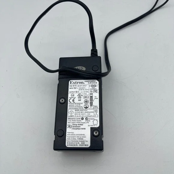 Extron 28-071-57LF AC DC Power Supply Adapter 12V 1.0A 12W Black Professional AV