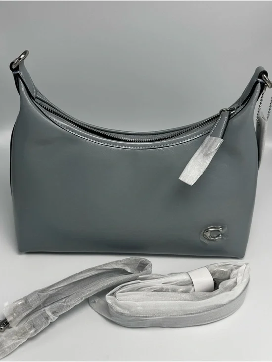 Coach Gray Pebbled Leather Shoulder Bag