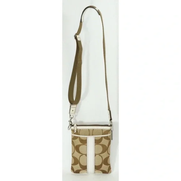 Coach Signature Canvas Crossbody Zip Top Closure