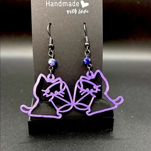Purple Cat Earrings