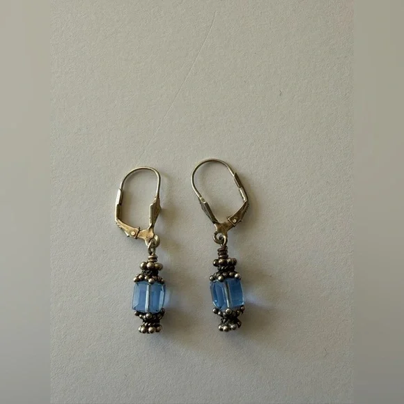 Elegant Silver 925 and Blue Beaded Vintage Earrings 💎