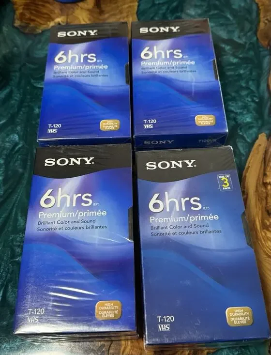 Sony Blank VCR Tapes Set of 8 Sealed Premium Grade T-120 VHS 6hour