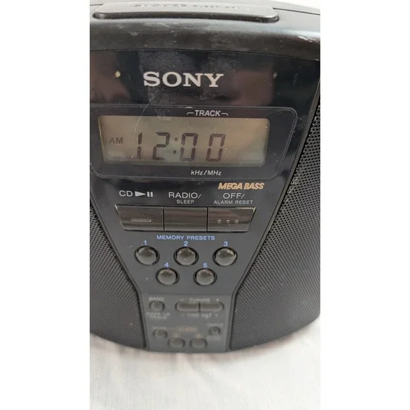 Sony CD Clock Radio ICF-CD833 Black Mega Bass AM/FM Digital Tuner Alarm