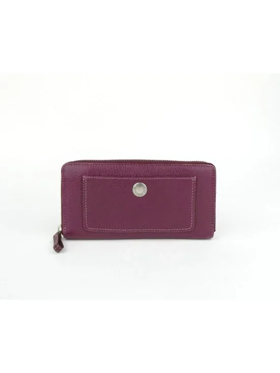 Coach‎ Burgundy Leather Accordion Zip Around Wallet