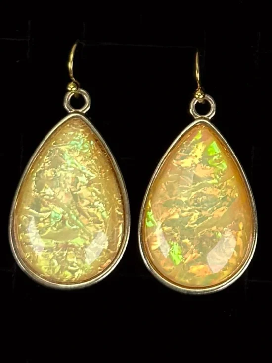 Beautiful goldtone interesting center pierced dangle earrings