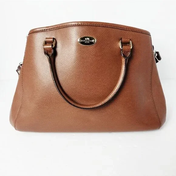 Coach Margot Carryall Satchel Saddle Brown Crossgrain Leather 13x9x5