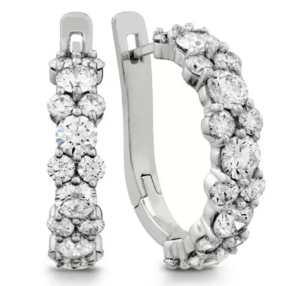 🌸Gorgeous Cz Diamond Cluster C Hoop half hoop earring hoops.