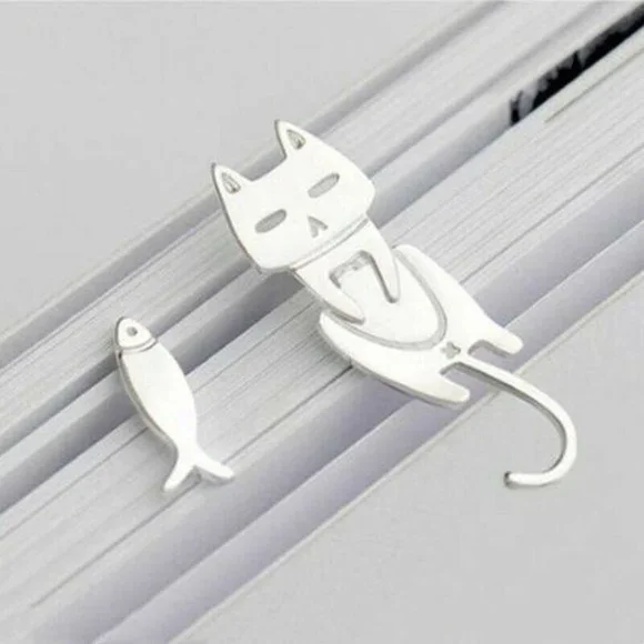 New Sterling Silver Cat & Fish Stud Earrings