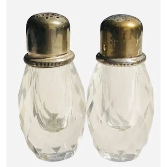 Vintage Post House Hand-Cut Lead‎ Crystal Pepper Mill & Salt Shaker Set Japan 6