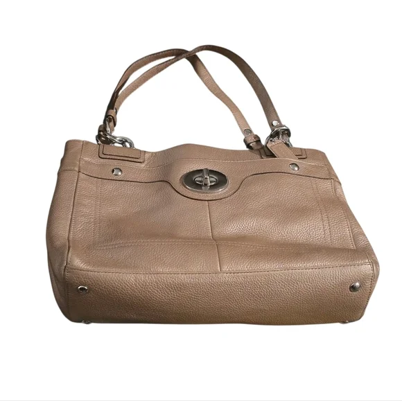 Coach Penelope Carryall Tan/Gold Leather Shoulder Bag Purse L1160