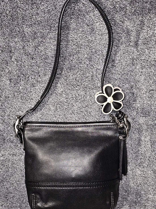 Coach Black Leather Bag With Tassel Zipper Detail Mini 7.5 W 6.5 H #1507