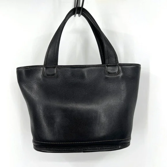 Vintage Coach 9301 Bleeker Small Basket Black Leather Satchel Bag 1998 Y2K