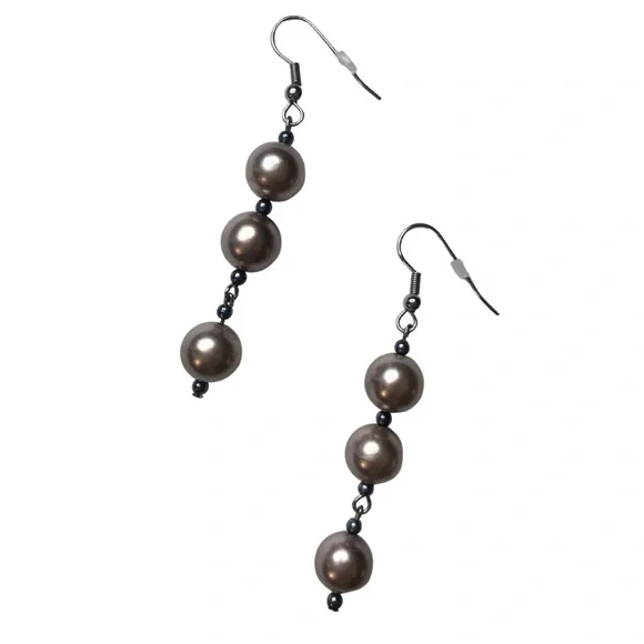 2/$30 NY&C Faux Pearl Pink Silver Drop Earring Dangling Dainty Romantic Coquette