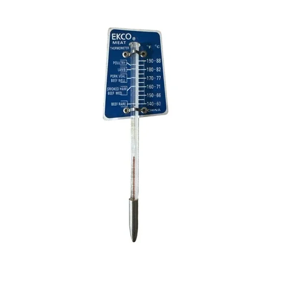 Vintage Ekco Meat Thermometer‎ Blue Aluminum & Glass Thermometer
