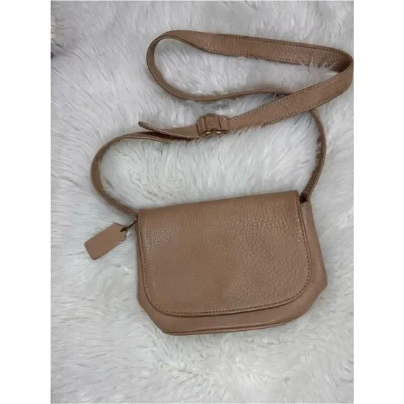Coach Pebbled Leather Crossbody Bag in Taupe/VINTAGE