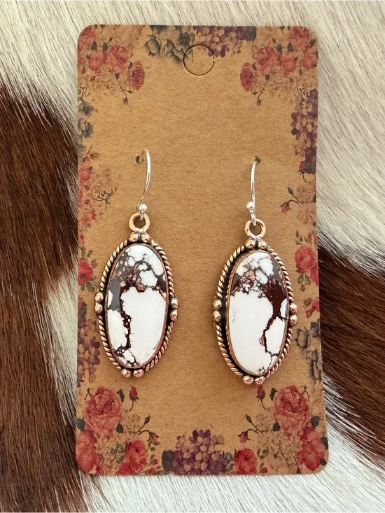 ❤️ Wild Horse Jasper Copper Earrings With Sterling French Hooks 1.70”L Beautiful