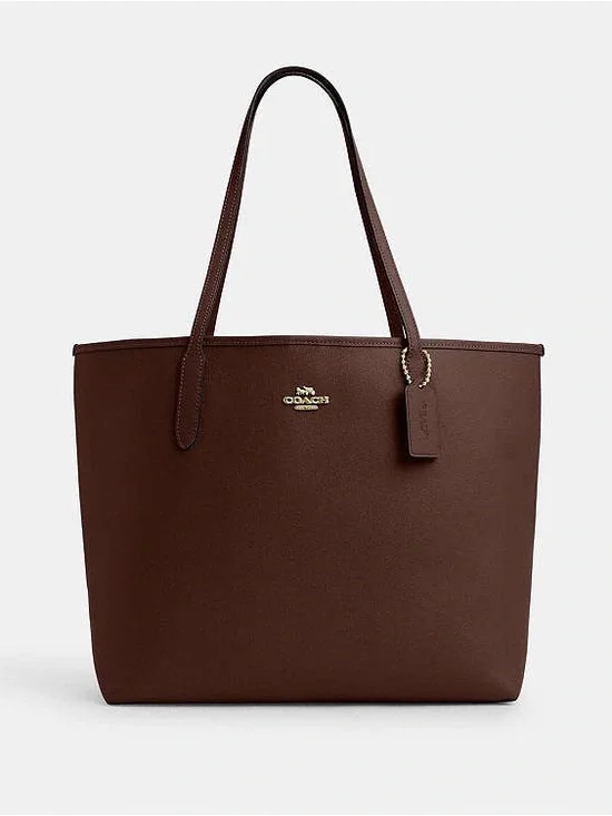 Coach City Tote CR111 Maple Brown Double Face Leather Laptop Work Bag