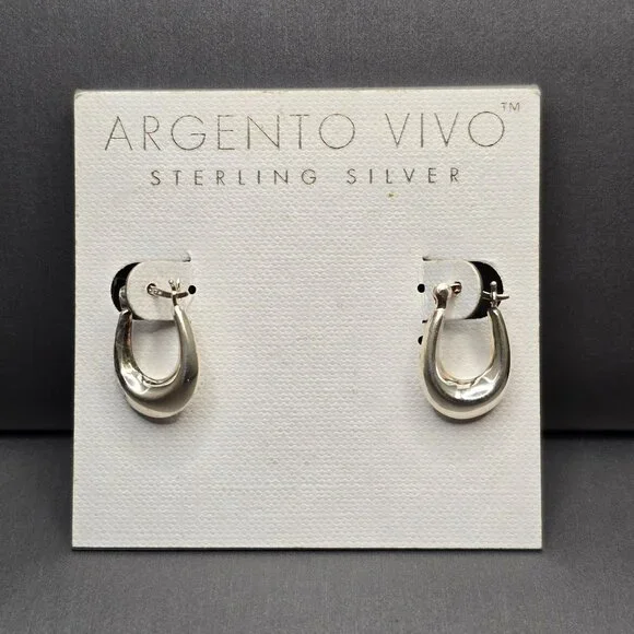 Argento Vivo Sterling Silver Puffy Hoop Earrings .75