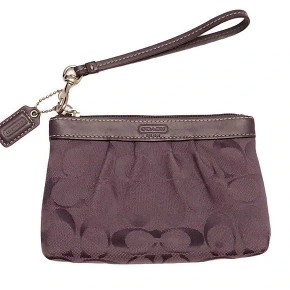 Coach signature purple wristlet clutch bag