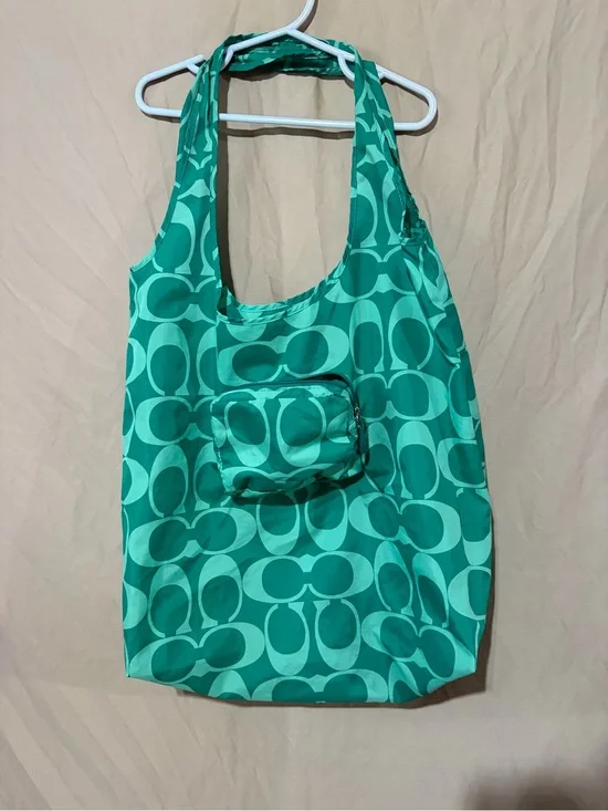 Coach Poppy Nylon Park Signature folding tote bag in green