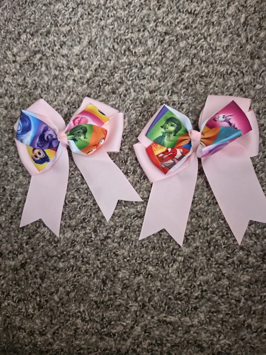 Set of 2 Inside Out Character Bow Hair Clips Girls Pink