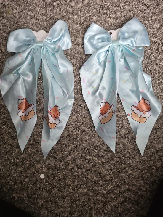 Light Blue Cupcake Bow Hair Clips for Kids