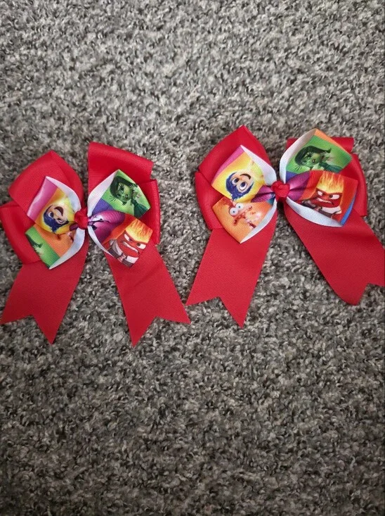 Set of 2 Inside Out Character Bow Hair Clips Girls Pink