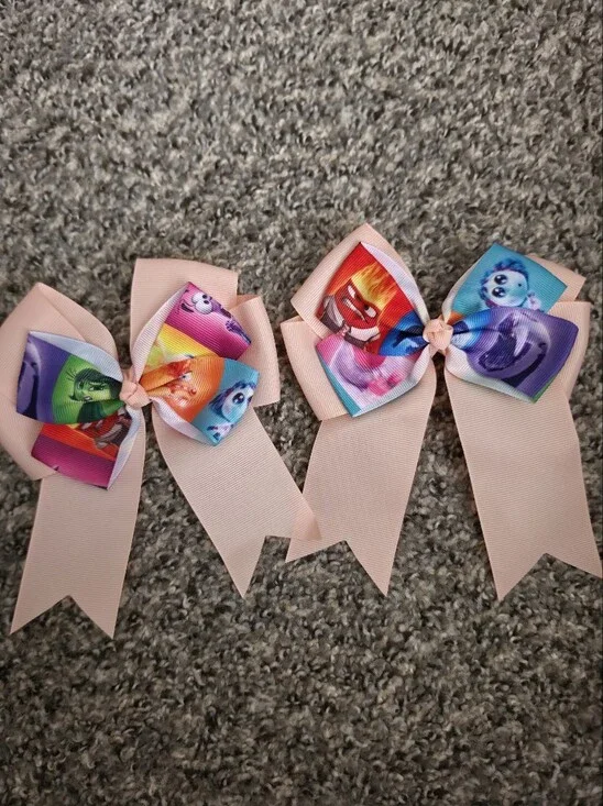 Set of 2 Inside Out Character Bow Hair Clips Girls coral Multicolor