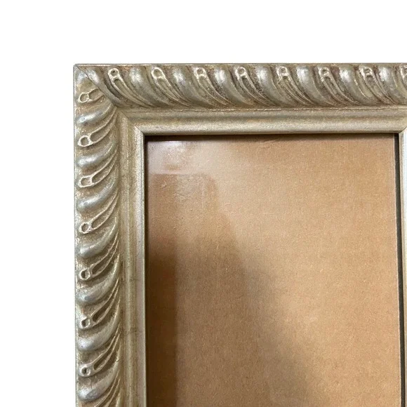 Vtg silver art nouveau regency 5x7 Picture Frame Ornate Etched filigree scroll
