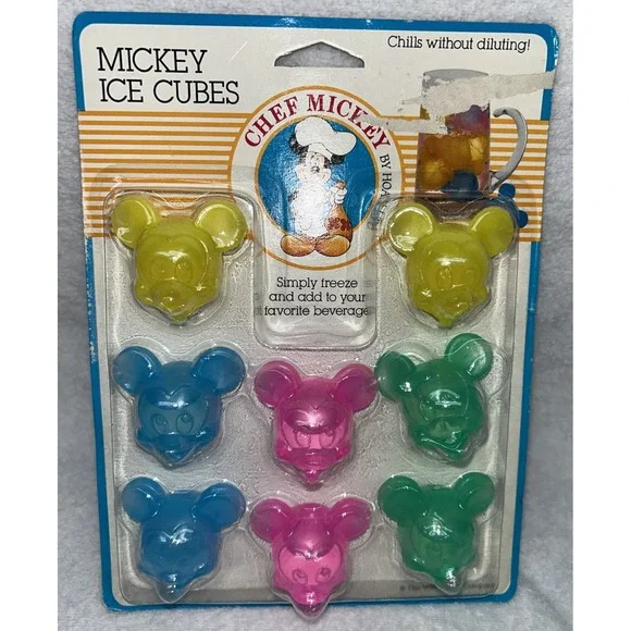 Vintage‎ Disney Mickey Mouse Ice Cubes Molds 8 Pcs Chef Mickey Factory Sealed