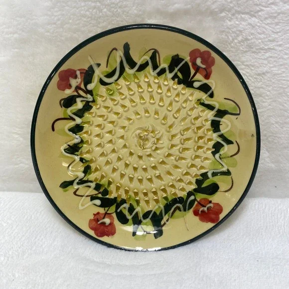 VTG Rupi Handmade Ceramic 1980 Garlic Grater‎ Plate Hand Painted Pottery Spain