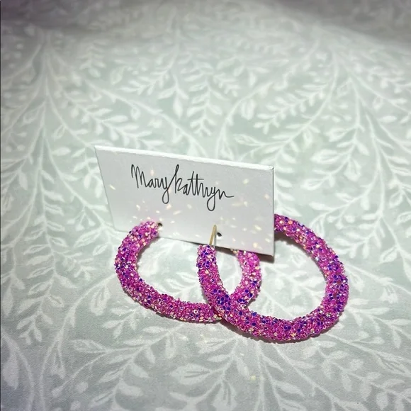 Mary Kathryn Magenta Glitter Hoops‎
