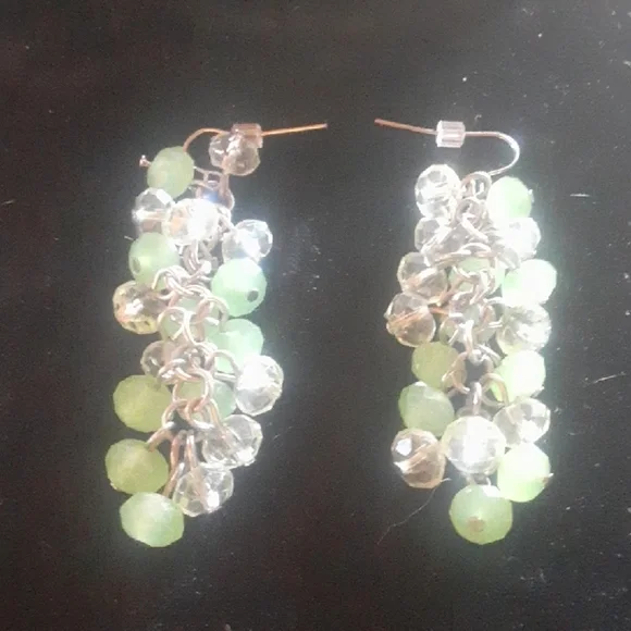 Elegant Green and Clear Dangle Earrings