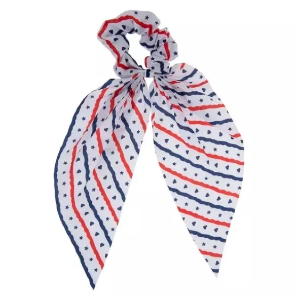 Patriotic Americana Red, White & Blue Scarf Scrunchie - New!