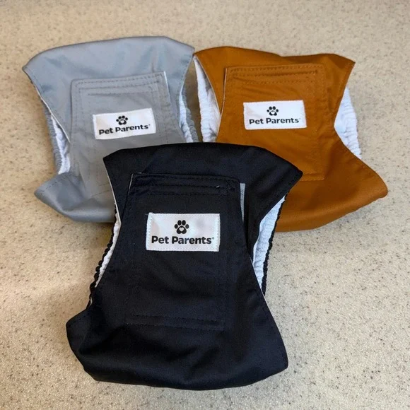 Pet Parents Washable Dog Belly Bands Male Dog Diapers 3‎ Pack Small Neutrals